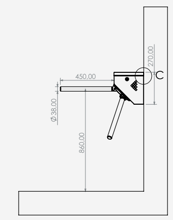 Tripod Turnstile Wall Mounted - SCT130